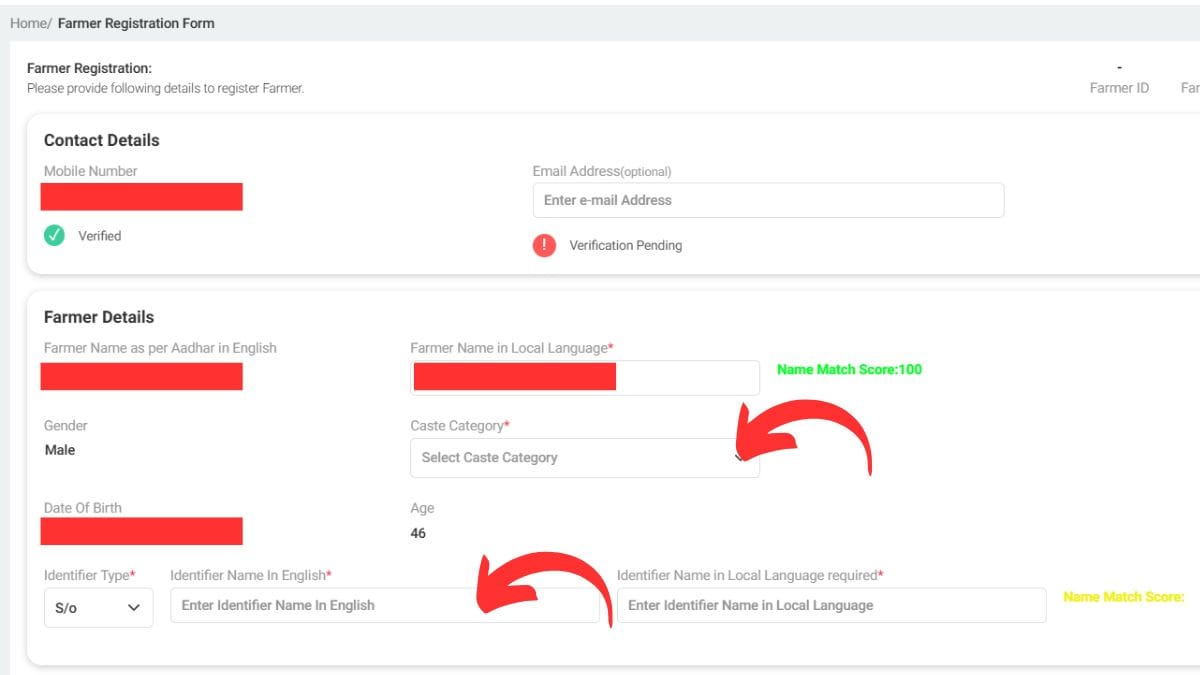 Farmer Registration Form agristack